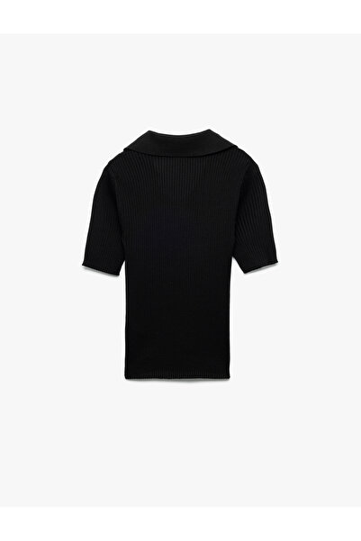 Koton Önden Bağlama Detaylı Kısa Kollu Polo Yaka Triko Kazak