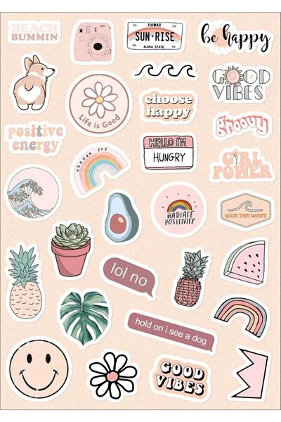 hediyenebak Smile Fun Sticker Set |   Laptop Agenda Pc Tablet Phone Notebook Sticker Bullet Journal