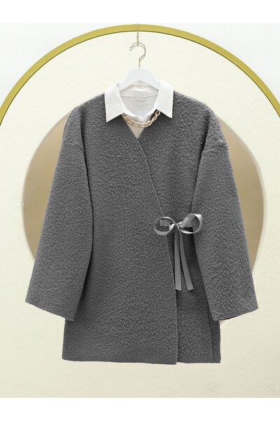 Modamorfo Side Tie Boucle Kimono - Smoked