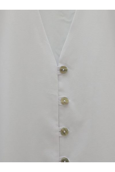 Modamorfo V-Neck Buttoned Poplin Shirt -White