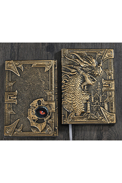 Choice دفتر ملاحظات A5 برونزي أخضر، غلاف جلدي مقوى بتصميم تنين منقوش، 100 ورق...