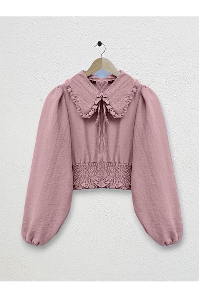 Modamorfo Elastic Waist Baby Collar Long Sleeve Blouse -G.Kurusu