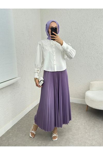 Modamorfo Πουκάμισο με λαιμόκοψη Organza με λεπτομέρεια με δέσιμο - Λευκό
