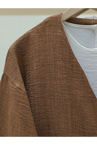 Modamorfo Side Tie Linen Kimono -Cinnamon