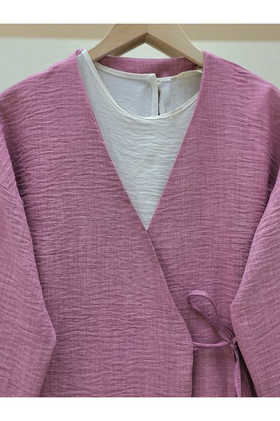 Modamorfo Kimono de in cu cravată laterală - Vișine