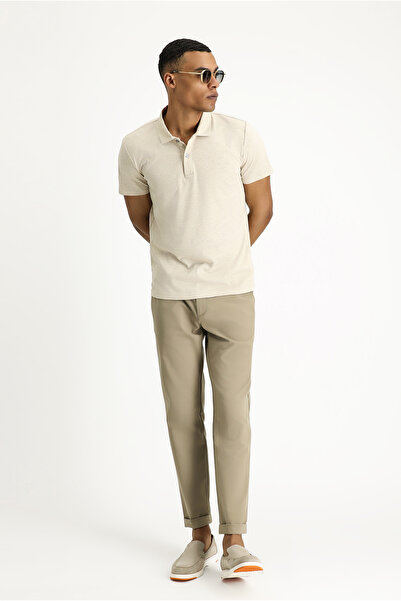 Kiğılı Tricou slim cu gât polo slim fit din amestec de in