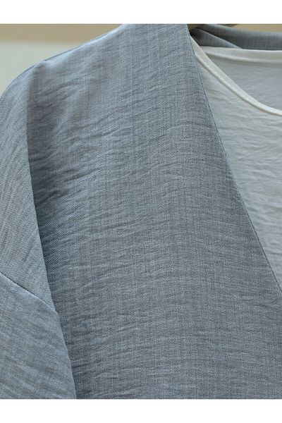Modamorfo Side Tie Linen Kimono - Gray