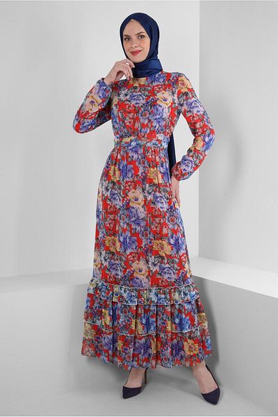 Alvina FLOWER PATTERNED RUFFLE DRESS 42913