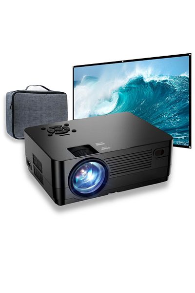 Velixo 1080P Video Projector, WiFi, BT, 12000 Lumens, 4K Support, HDMI, USB, Screen & Case Included