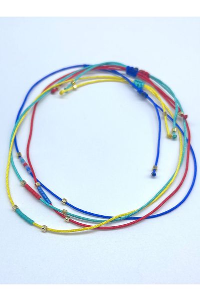 Concept HuBuTU Minimal Figured Miyuki Beaded Summer Dating Rope Anklet Set (4 Pieces)