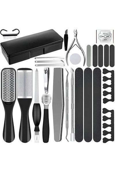 Velixo 31-piece Manicure & Pedicure Set With Heel File, Cuticle Nipper & Accessories For Hand & Foot Care