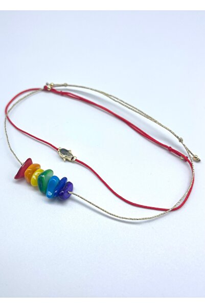 Concept HuBuTU Minimal Çakra Renkli Taşlı Fatma Ana Yazlık Halhal Seti (2 ADET)