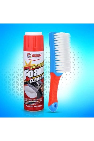 GETSUN - Multipurpose Foam Car Cleaner (650ML) & Cleaning Handle Tool Brush