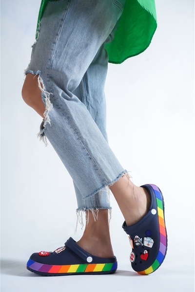 OZYO Samesa Sabo, pantofi cu accesorii, albastru închis, pentru medic, asistentă, spital, Eva, vară, plajă - papuci casual