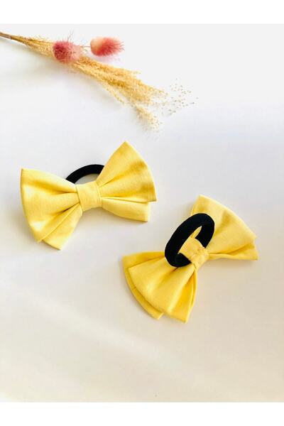 seyranat 2-пари жовтих органічних бавовняних гумок з бантиками для волосся дл...