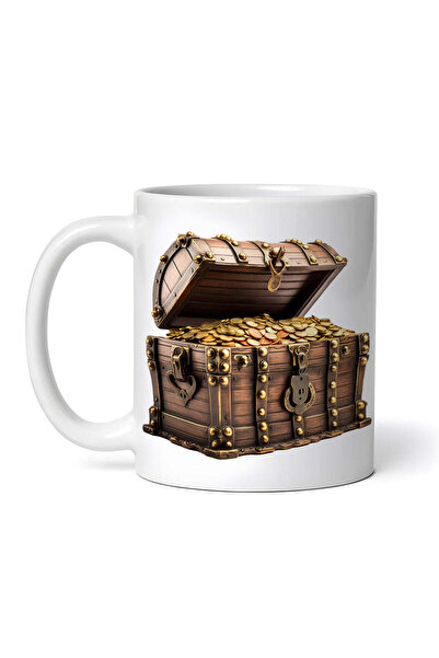 OEM Cană albă personalizată, Cufăr cu Monede de Aur, INOVATIX®. 330ml