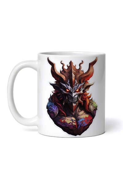 OEM Cană albă personalizată, Demon Forneus cu coarne, INOVATIX®. 330ml