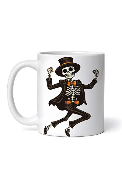 OEM Cană albă personalizată, Dans schelet cu pălărie, INOVATIX®. 330ml