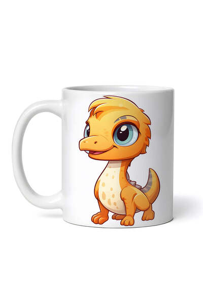 OEM Cană albă personalizată, Pui Dinozaur Galben, INOVATIX®. 330ml