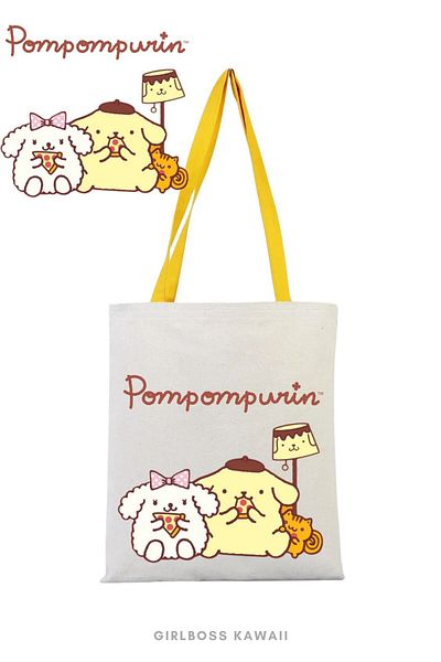 Girlboss Kawaii Girlboss Pompompurin κίτρινη υφασμάτινη πάνινη τσάντα με εσωτερική τσέπη 11 διαφορετικά μοντέλα