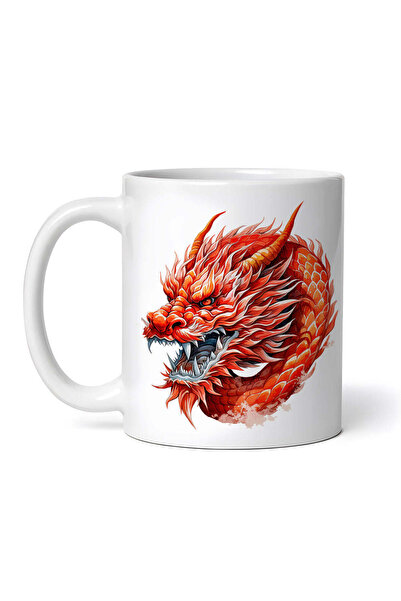 OEM Cană albă personalizată, Dragonul Roșu Twain, Inovatix®. 330 ml