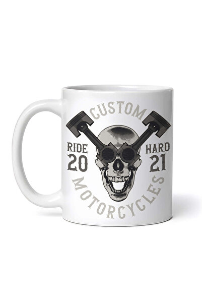 OEM Cană albă personalizată, Custom Ride Hard Motorcycles, INOVATIX®. 330 ml