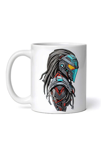 OEM Cană albă personalizată, Cyber ​​Predator cu împletituri, INOVATIX®. 330ml