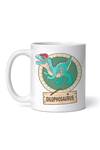 OEM Cană albă personalizată, dinozaur Dilophosaurus, INOVATIX®. 330 ml