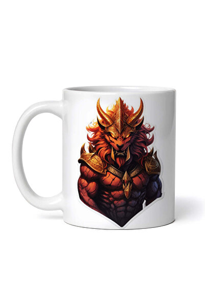 OEM Cană albă personalizată, Demonul Malphas cu cască, INOVATIX®. 330ml