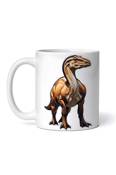 OEM Cană albă personalizată, dinozaur Parasaurolophus, INOVATIX®. 330ml