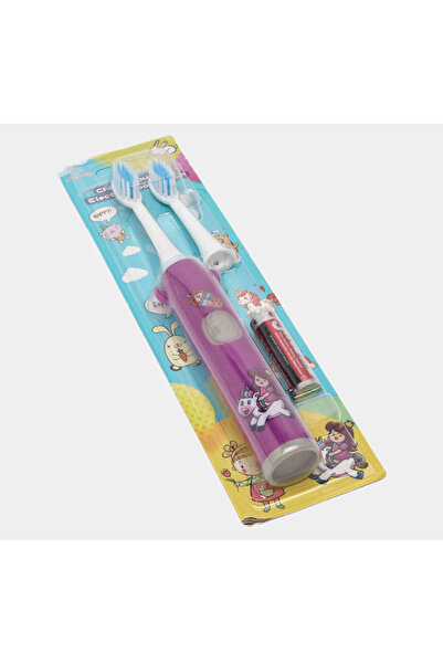 ABYZ Electric toothbrush for children with 2 heads and battery included, purple color