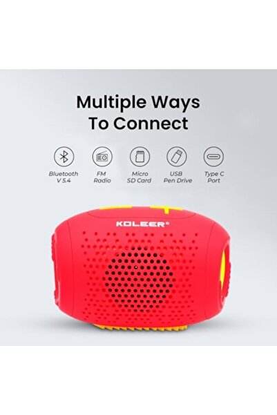 KOLEER H37 Portable Bluetooth Speaker - 7w, Deep Bass, Fm, Usb, Sd, Aux, Type-c, Hands-free Mic