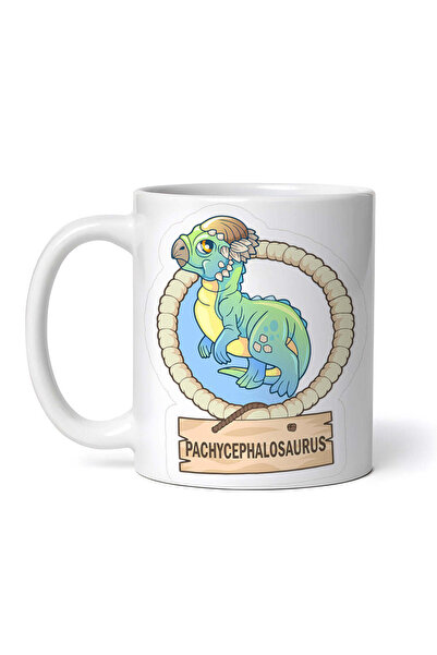 OEM Cană albă personalizată, dinozaur Pachycephalosaurus, INOVATIX®. 330 ml