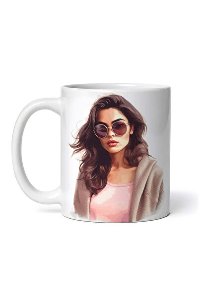 OEM Εξατομικευμένη λευκή κούπα, Κορίτσι με ροζ Έλσα, INOVATIX®. 330ml