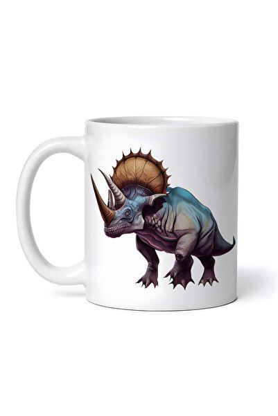 OEM Cană albă personalizată, dinozaur Triceratops, INOVATIX®. 330ml