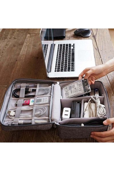 Velixo Travel Electronics Organizer Bag, Water-resistant, Cable & Device Storage, Adjustable Dividers