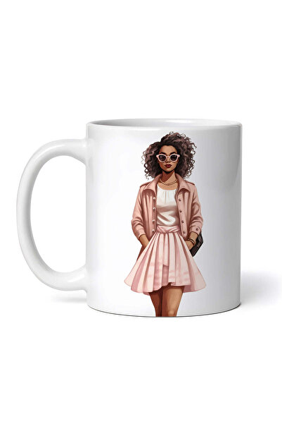 OEM Εξατομικευμένη Λευκή Κούπα, Κορίτσι σε Ροζ Ada, Inovatix®. 330ml