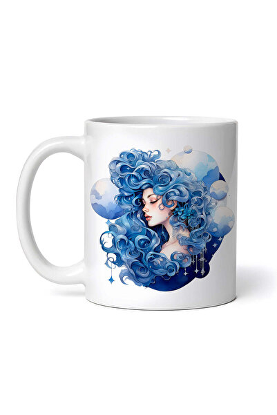 OEM Cană albă personalizată, Fată cu păr albastru și flori în păr, INOVATIX®....