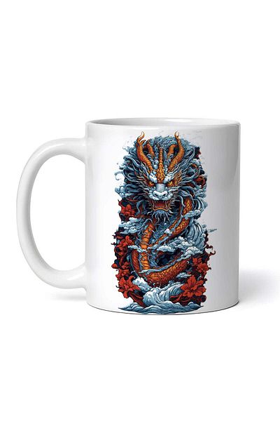 OEM Cană albă personalizată, Dragon Japonez, INOVATIX®. 330ml