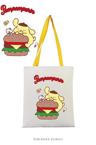 Girlboss Kawaii Girlboss Pompompurin κίτρινη υφασμάτινη πάνινη τσάντα με εσωτερική τσέπη 11 διαφορετικά μοντέλα