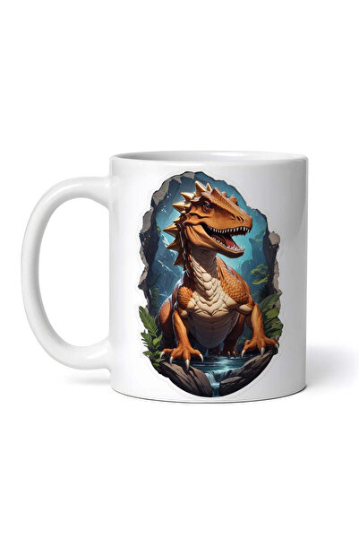 OEM Cană albă personalizată, dinozaur cu țepi, INOVATIX®. 330ml