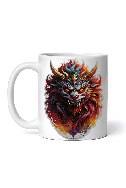 OEM Cană albă personalizată, Demon Stolas cu coarne și colți, INOVATIX®. 330ml