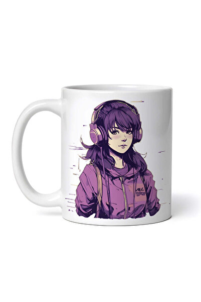 INOVATIX Personalized White Mug, Girl With Hoodie And Headphones, Inovatix®. ...