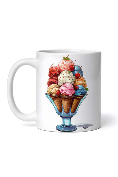 OEM Cană albă personalizată, Cupă cu înghețată și fructe, INOVATIX®. 330ml