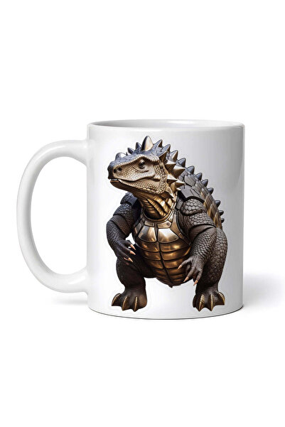 OEM Cană albă personalizată, dinozaur Ankylosaurus, INOVATIX®. 330ml