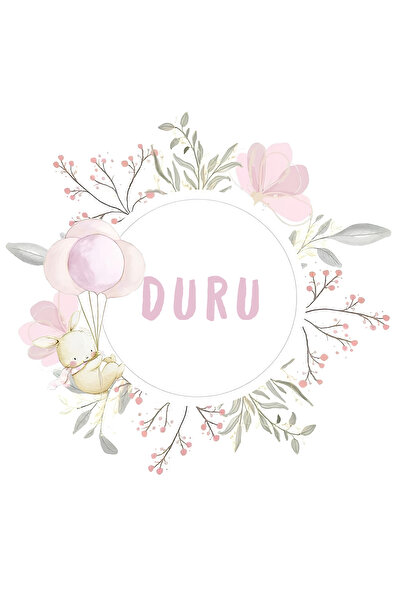 Pera İsme Özel Tavşan Tema Yuvarlak 4 Cm Etiket 100 Adet