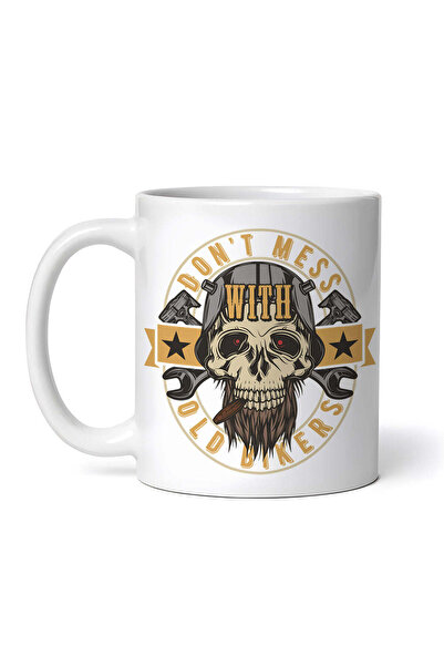 OEM Εξατομικευμένη Λευκή Κούπα, Don't Mess With Old Bikers, Inovatix®. 330 ml