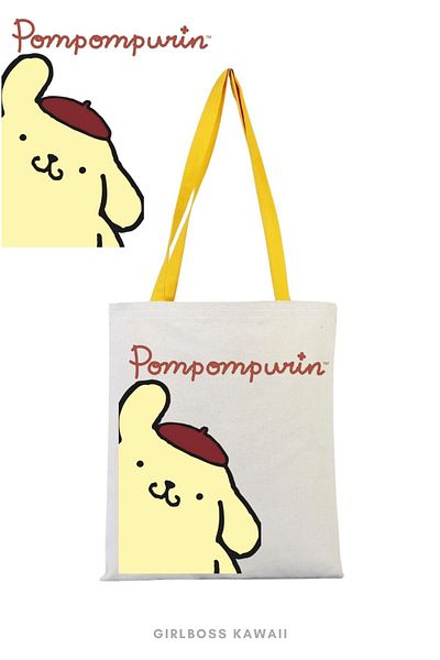 Girlboss Kawaii Girlboss Pompompurin κίτρινη υφασμάτινη πάνινη τσάντα με εσωτερική τσέπη 11 διαφορετικά μοντέλα