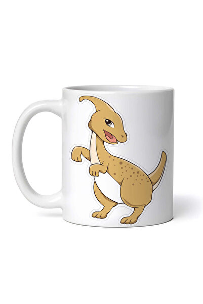 OEM Cană albă personalizată, dinozaur Parasaurolophus, INOVATIX®. 330ml