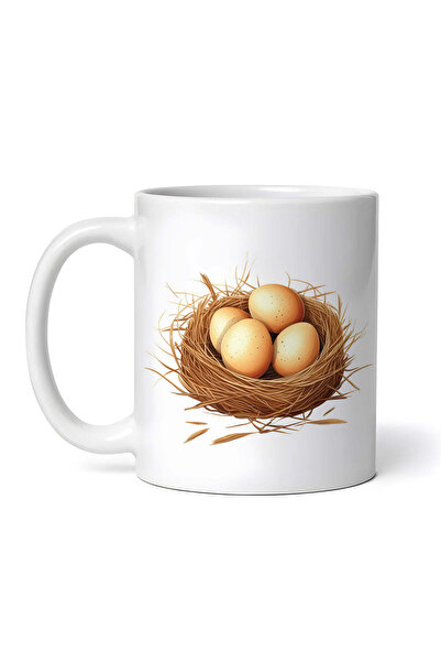 OEM Cană albă personalizată, Cuib cu patru ouă, Inovatix®. 330 ml